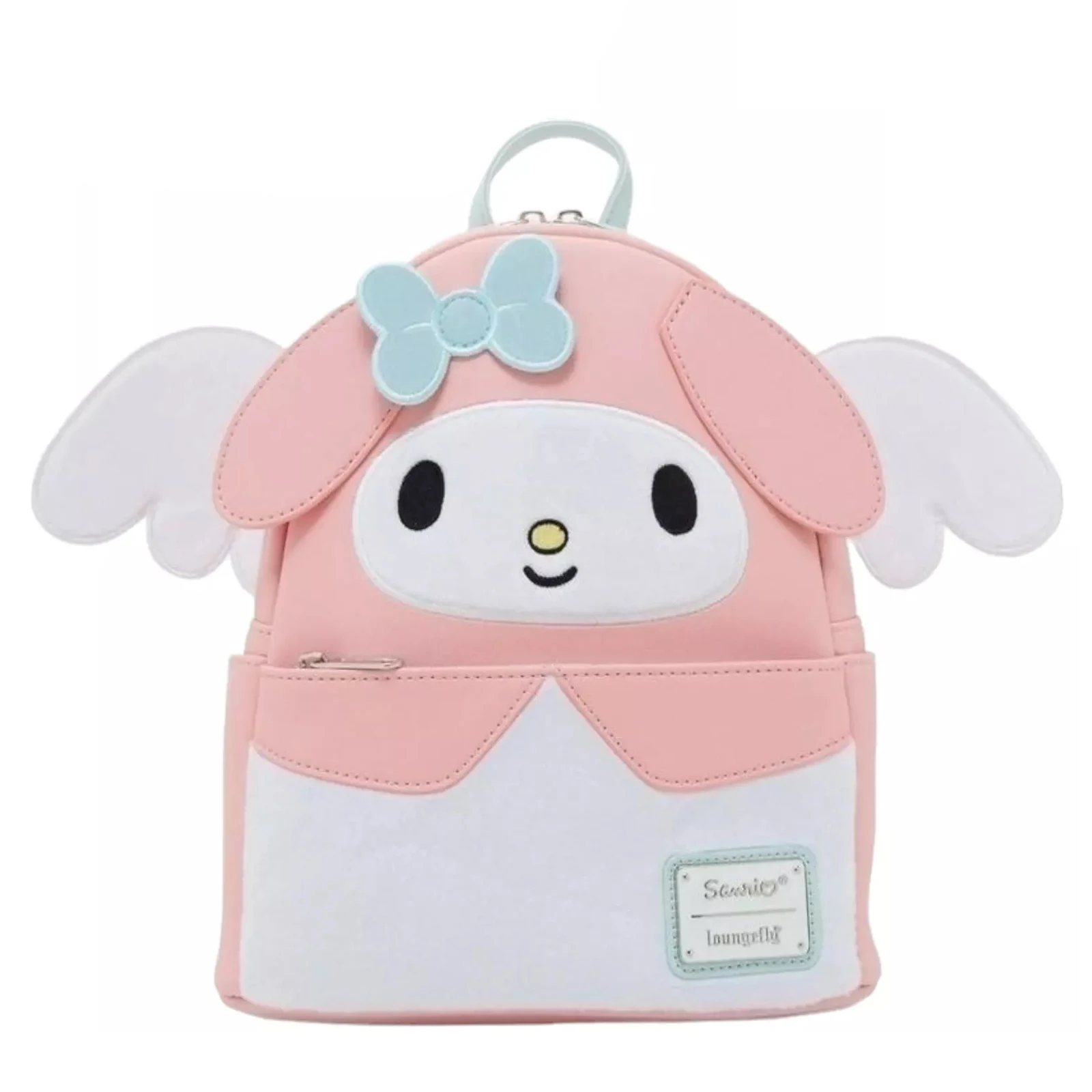 Sanrio my melody anjo mini mochila conjunto criativo mochila de armazenamento papelaria couro mini estudante mochila natal gif