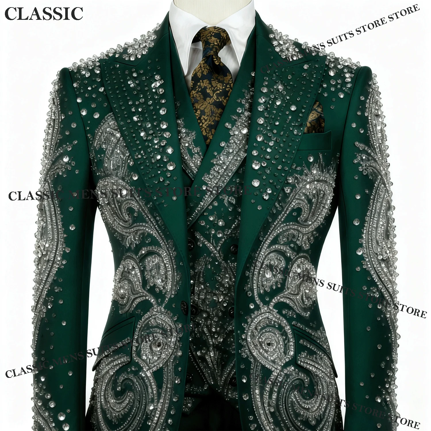 

Блестящий индивидуальный металлический ювелирный орнамент, смокинг, мужские костюмы, комплект из 2 предметов, свадебный мужской пиджак для жениха, тонкий вечерние Ternos Completo