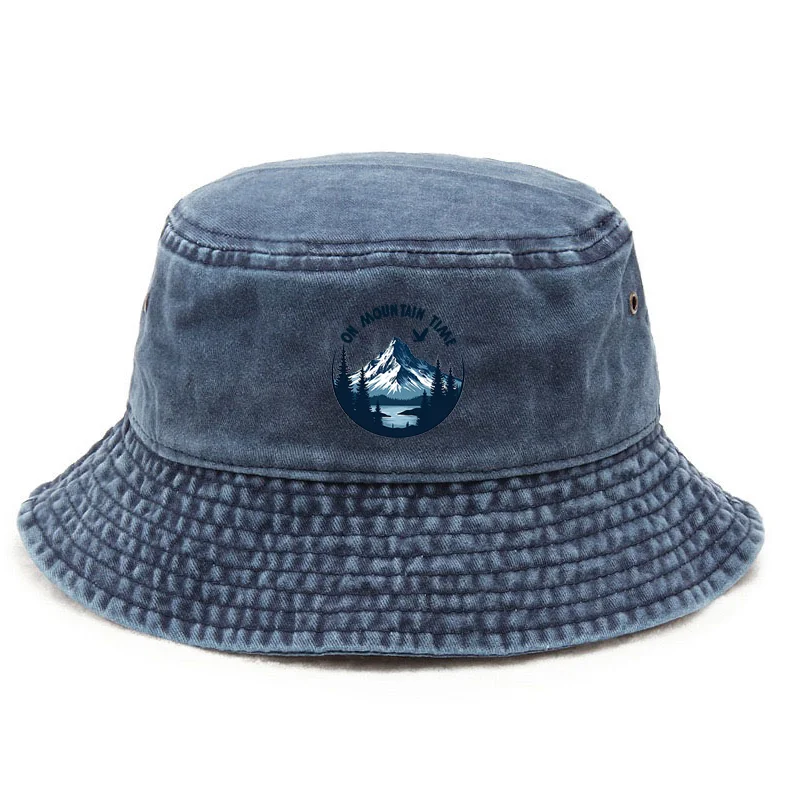 Customize Snow Peak Cotton Washed Bucket Hat Vintage Fishing Hat for Men Women Sun Protection Outdoor Hiking Hats Adventure Cap