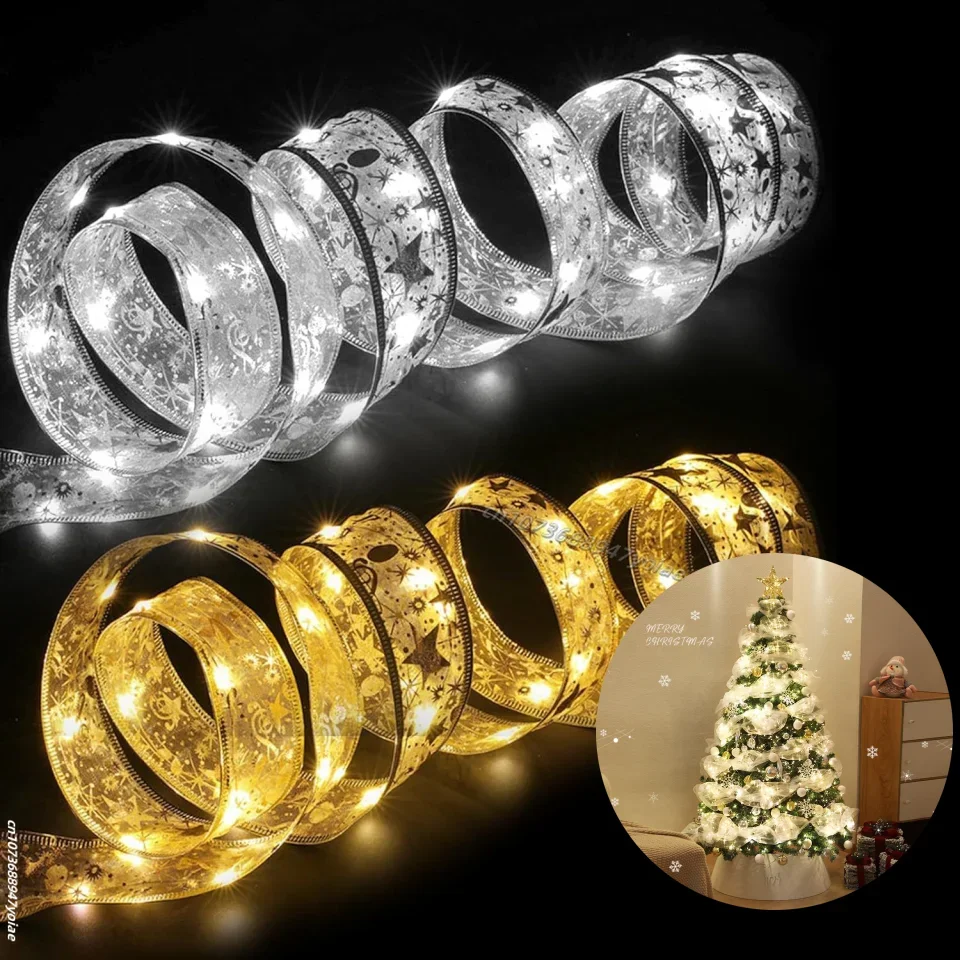 

1/2/3M Organza Shiny Ribbon Gold/silver Christmas Gift Packaging Foldable Line Edge Crafts Wedding Christmas Ribbons