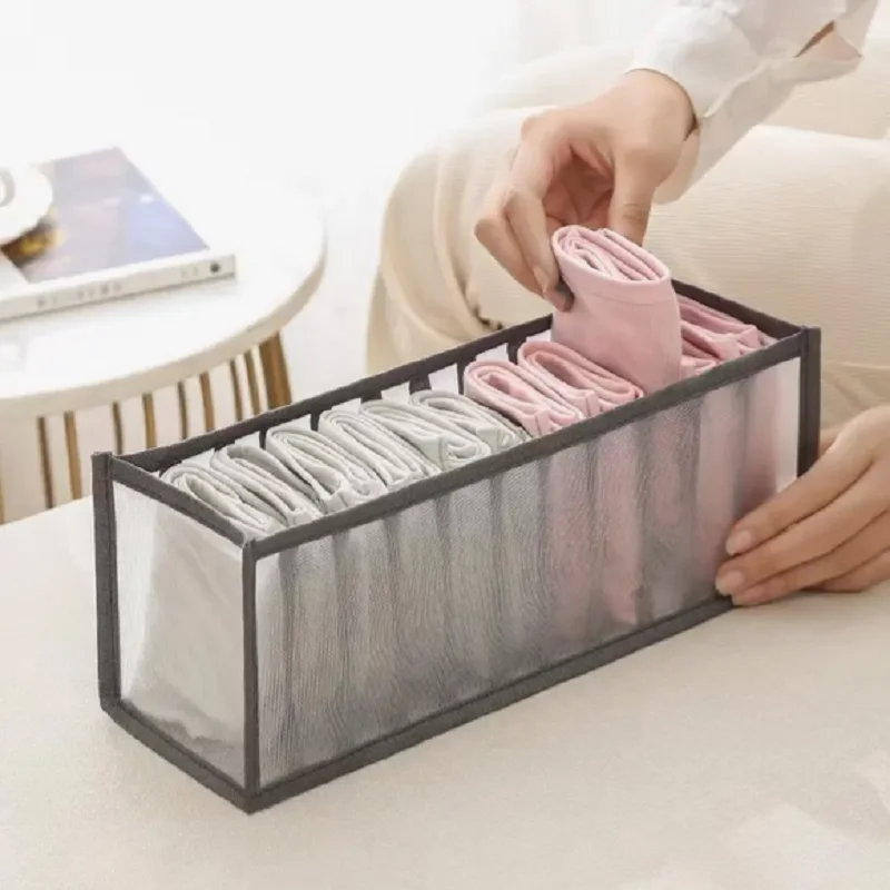11-Fach Faltbare Aufbewahrungsbox für Unterwäsche Nylon-Organizer für Schlafsäle BH-Organizer Atmungsaktive Netztasche – Detail 6