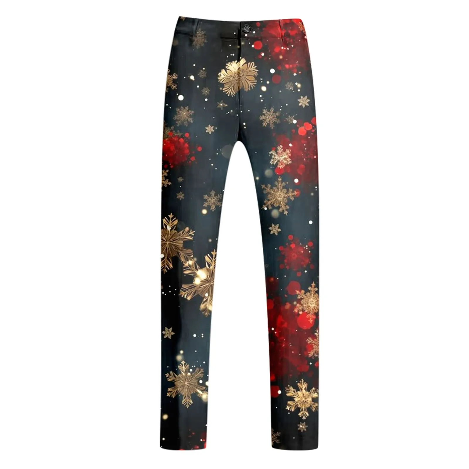 Casual Slim Fit Trendy Comfortable Business Two Piece Suits Christmas Snowflake Printed One Button Suit and Trousers Men