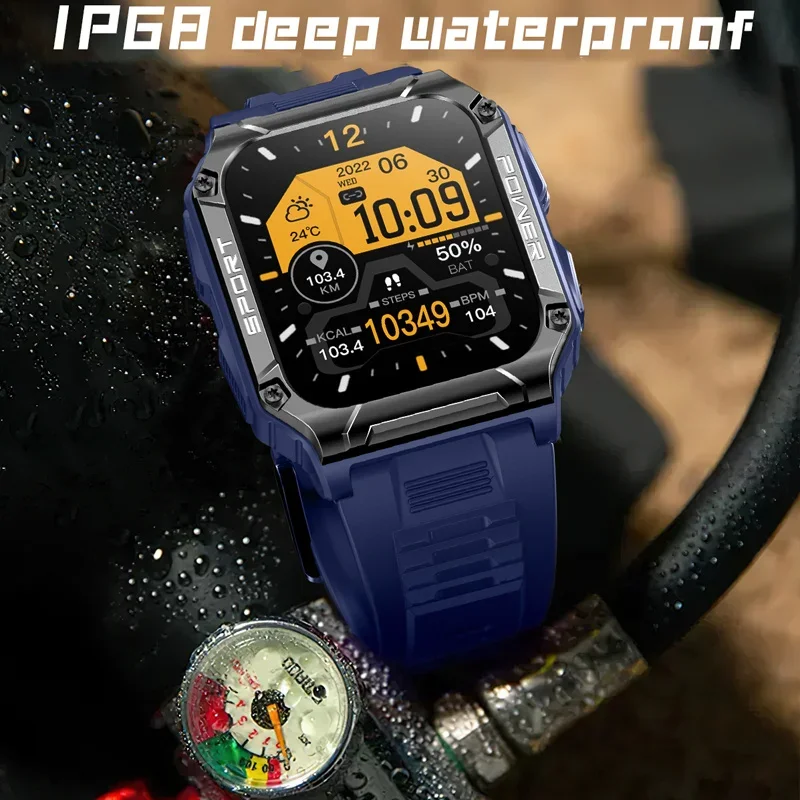 البوصلة ساعة ذكية الرجال بلوتوث دعوة جهاز تعقب للياقة البدنية IP68 مقاوم للماء ساعة ذكية لنظام أندرويد iOS السنة الجديدة/هدايا عيد الحب