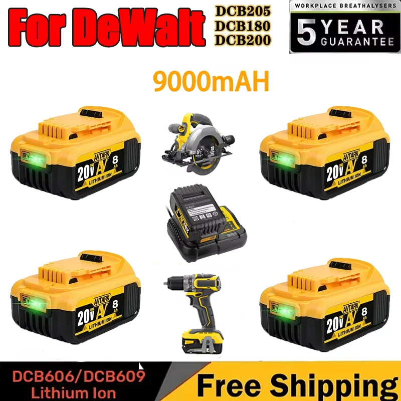 

20V 9000mAh For Dewalt Battery Replacement Battery For Dewalt DCB200 DCB606 DCB205 DCB206 DCB209 Power Tool Battery