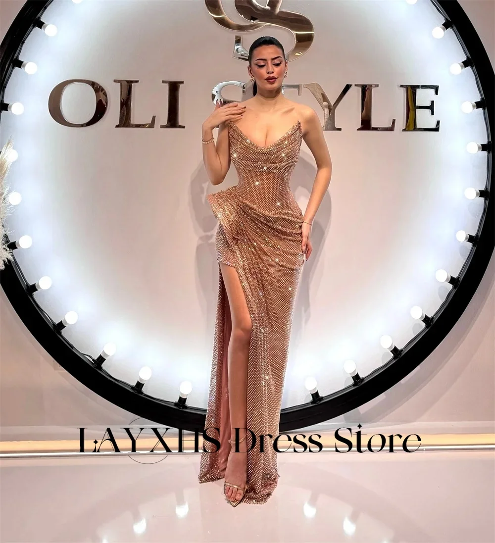 LAYXHS Sexy Sweetheart Avondjurken Vrouwen Zeemeermin Zijsplit Plooi Formele Prom Jurken Aangepaste فسات Gonzamentos doa