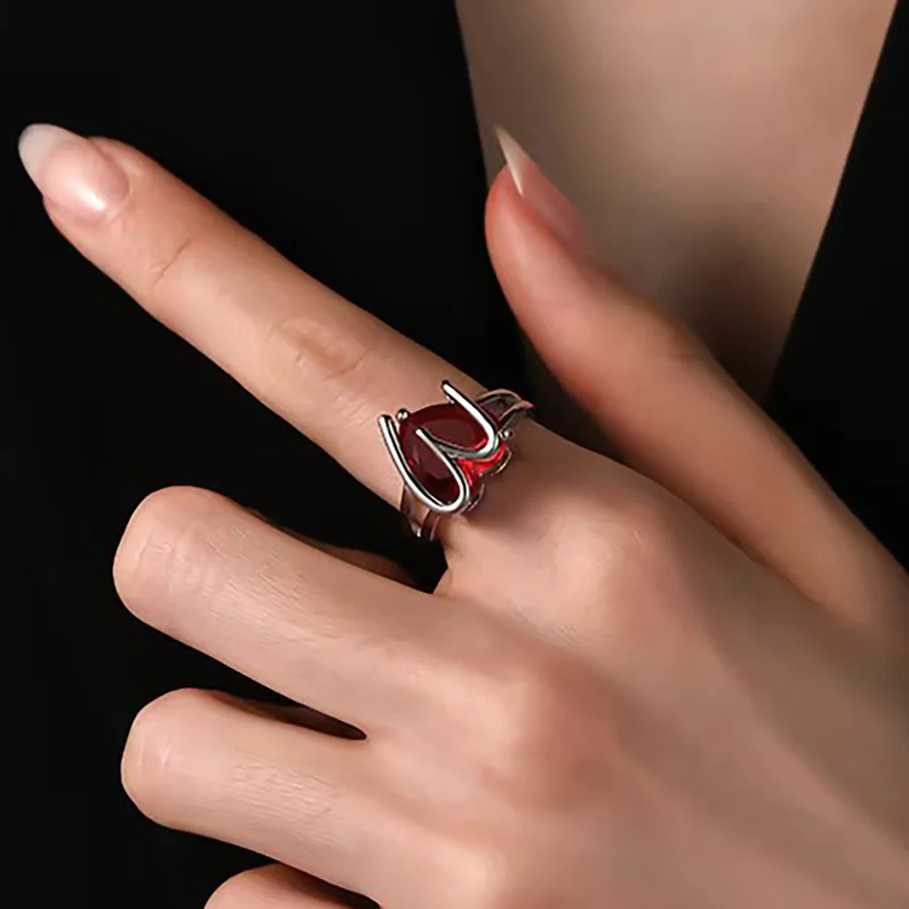 

Heart Shape M Zircon Exquisite Originality Adjustable Pendant Rings for Women Elegant Round Rings Valentine's Day Jewelry Gift