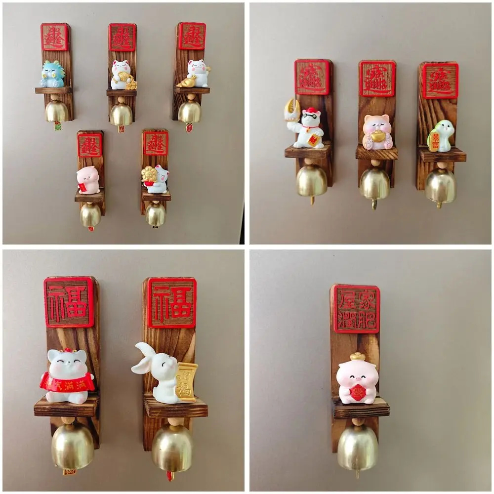 Hanging Decorative Wooden Door Bell Magnetic Delightful Sound Shopkeepers Bell Japanese Style Door Opening Fridge Magnet Fridge