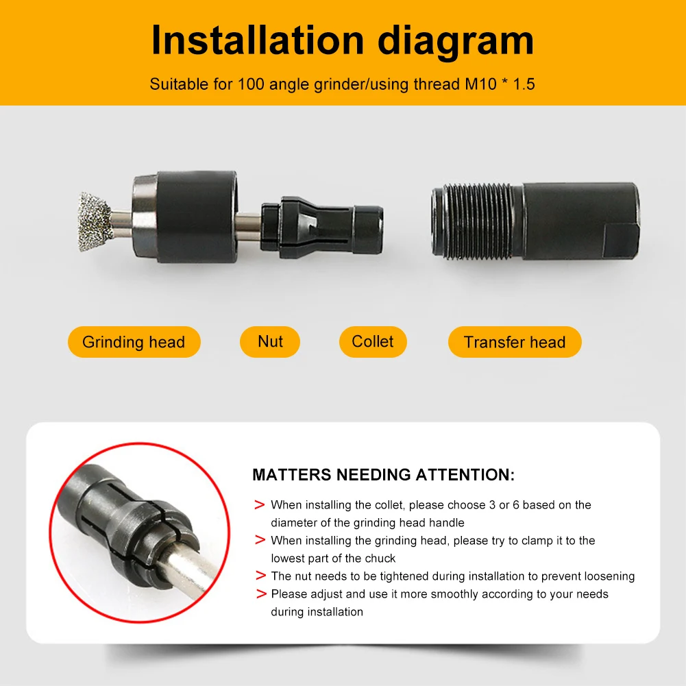 Imagem -06 - Hardware Ferramenta Angle Grinder Modificado Adaptador Straight Grinder Chuck para 100-tipo Angle Grinder M10 Thread Moagem Polimento