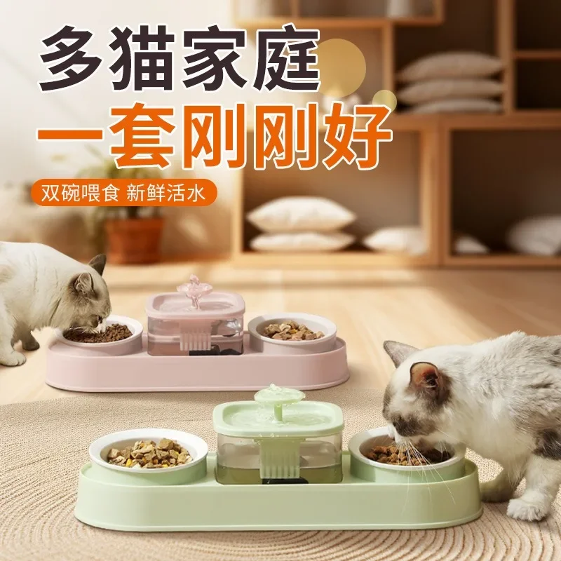 Pets Water Fountain Auto Filter USB Electric Mute Cat Drinker Bowl Pet Feeder 2-in-1 Recirculate Filtring for Cats