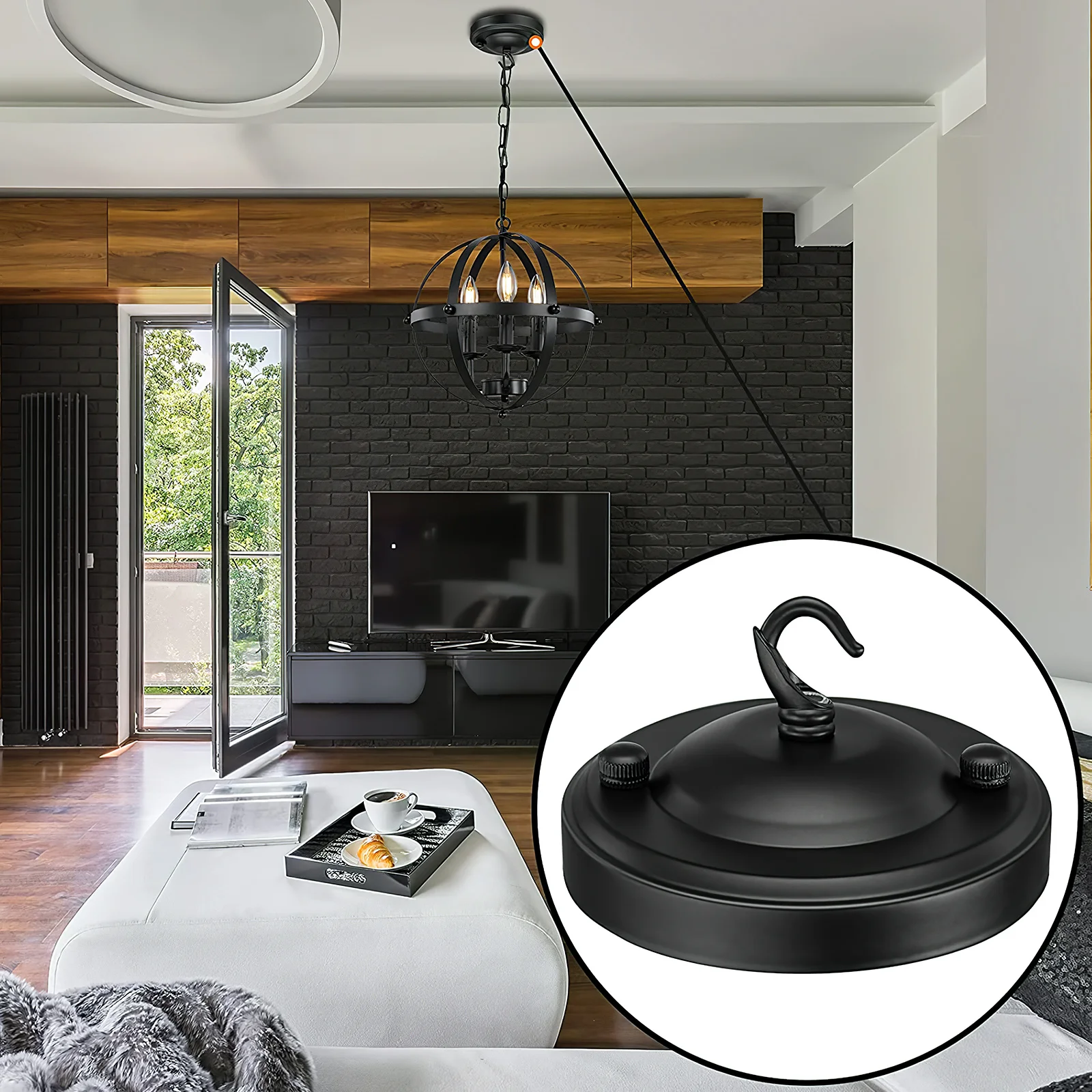 

Ceiling Cover Plate For Chandelier Light Fixture Parts Iron Zinc Alloy Round Canopy Lamp Base Opening Hook Style Suitable