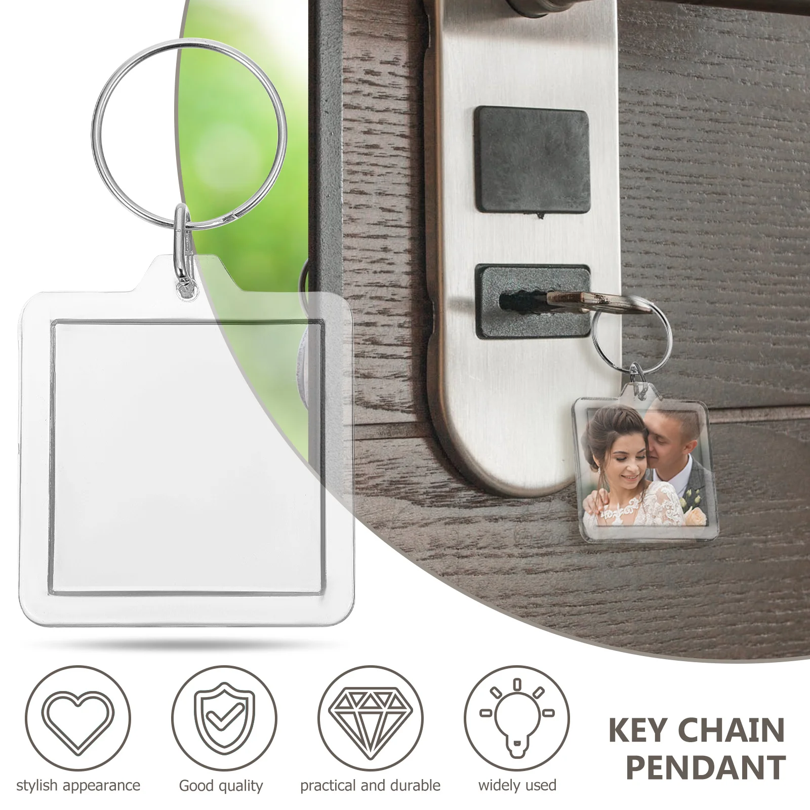 

20Pcs Acrylic Key Chain Photo Frame Blank Creative Scenic Souvenir Keyring Small Picture Pendant Travel Anniversary Gift Key