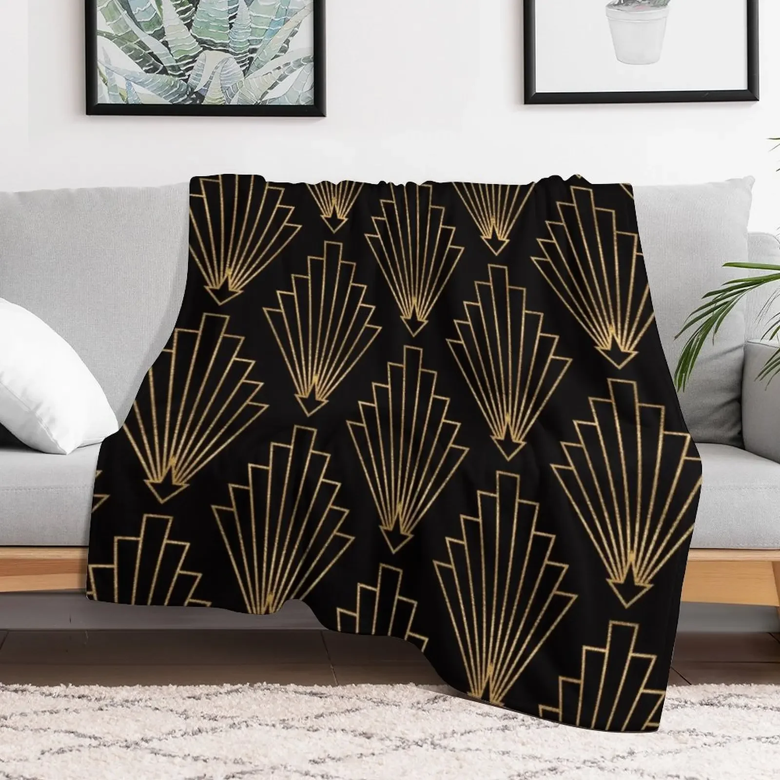 Gatsby deco - origami fans vol 2, black and gold Throw Blanket Moving Weighted cosplay anime Luxury St Blankets