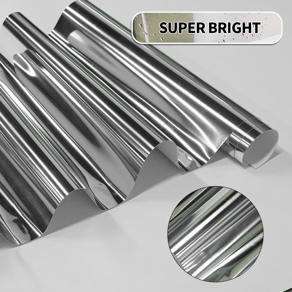 PET Stretchable Silver Chrome Vinyl Film Wrapping Foil Car Wrap Stickers Motorcycle Tuning Auto Accessories Chrome Mirror Film - Image 4