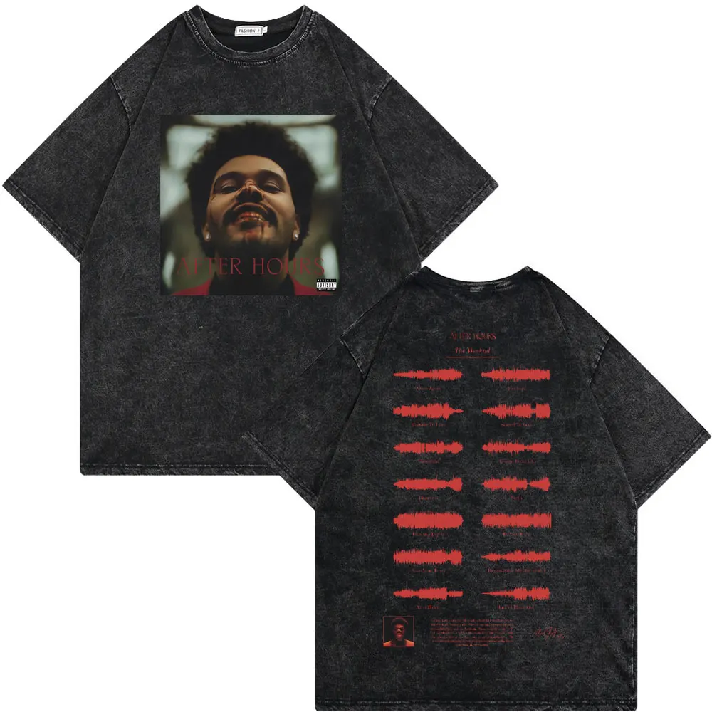 

Washed Vintage Rapper The Weeknd After Hours Graphic T-shirt Men Hip Hop Streetwear Men's Fashion Oversized Tshirt Male T Shirt