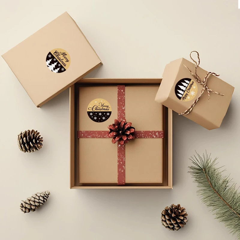 500 قطعة/لفة كرافت ورقة عيد الميلاد ملصقات السنة الجديدة شكرا لك ملصقات عيد الميلاد الديكور لبطاقة هدية صندوق حزمة 1 بوصة #5