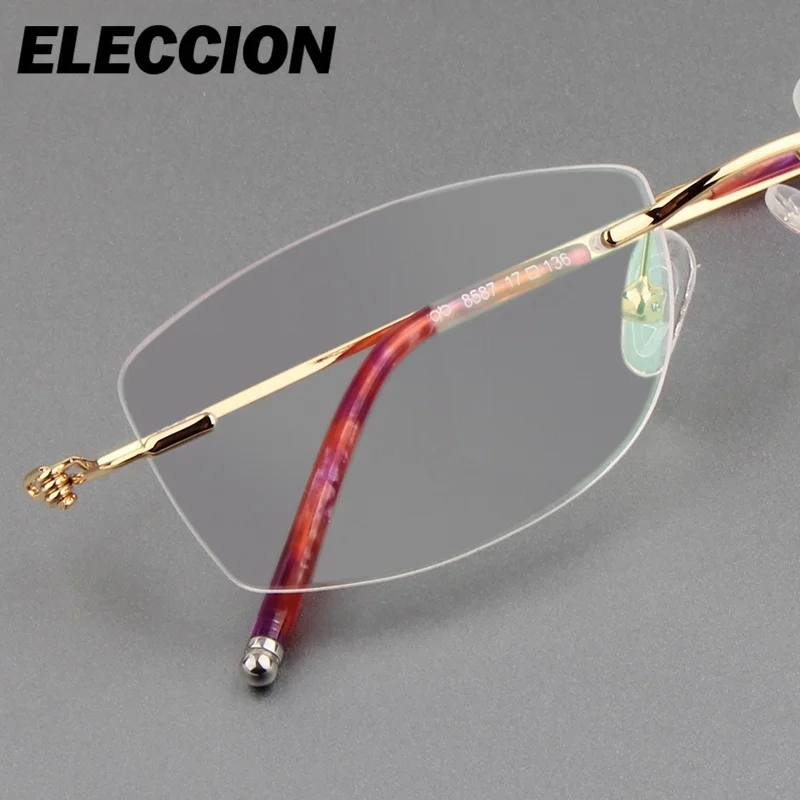 ELECCION TR90 Rimless Reading Glasses Prescription Men Women Presbyopic Eyewear Phone Blue Light Blocking Anti Fatigue Eyeglasse