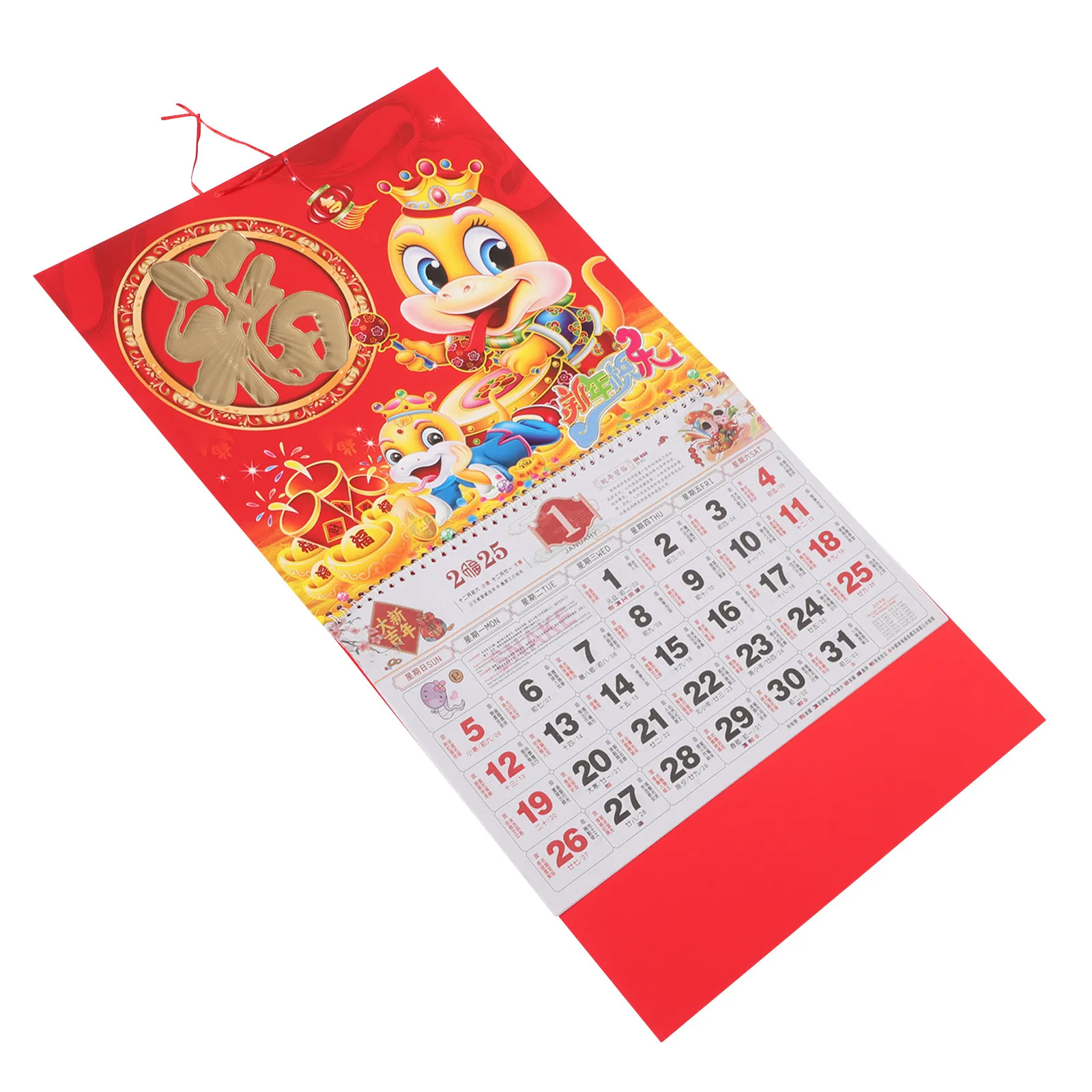 

Snake Year 2025 Lunar Calendar Hanging Wall Decor Chinese New Year Decoration for Home Office Multifunctional Monthly Planner