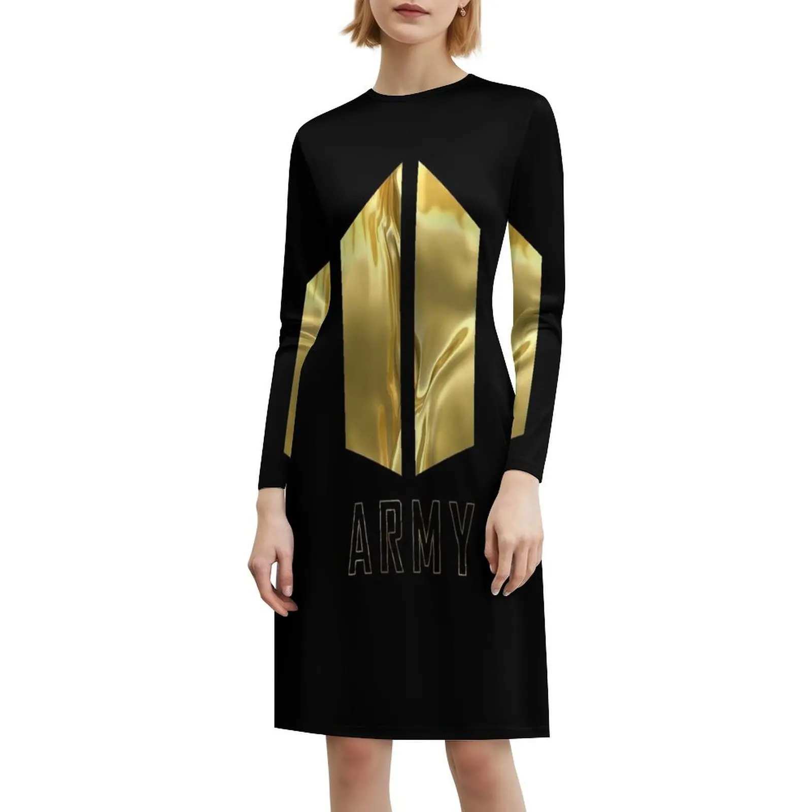 شعار الجيش (الذهب السائل) | ك-بوب | فستان Rm J-Hope V Jin الكلاسيكي البوهيمي بأكمام منتفخة أو خيارات بلا أكمام لفستان النساء #6