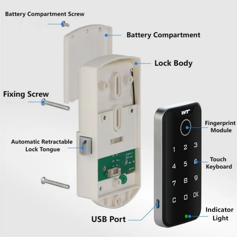 M-1703 공공 장면 용 IC 카드 비밀번호 잠금 터치 키보드 표시 등 아연 합금 재질 사용 도어 두께 20MM