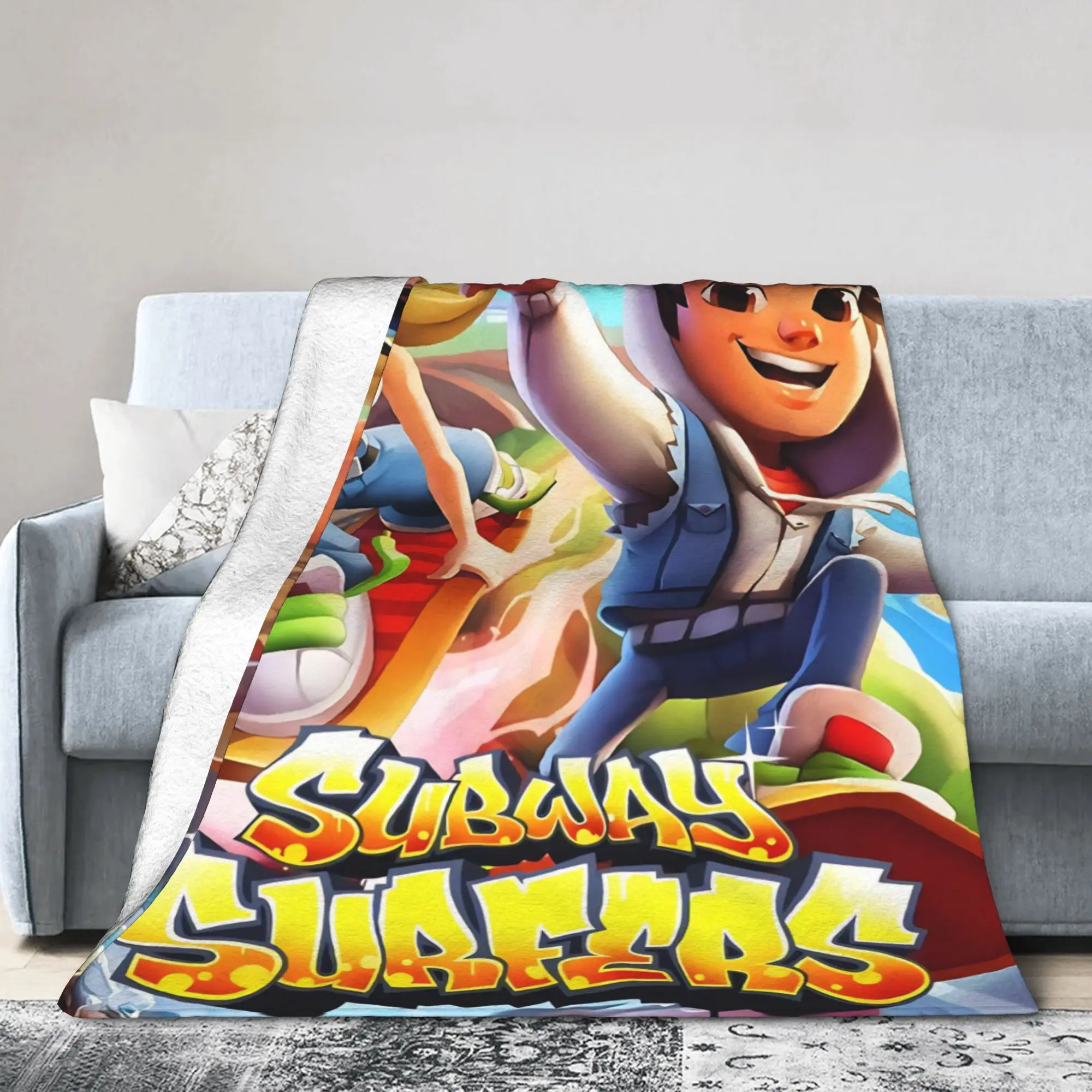 

Subway-Surfers Jake Tricky Flannel Blankets Parkour Game Fashion Throw Blankets for Bedspreads 125*100cm Lightweight