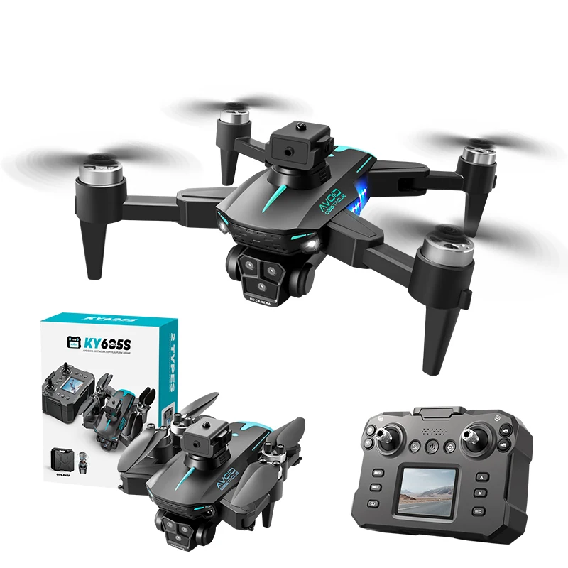 KY605s Foldable RC Quadcopter 4K Wide Angle Three Camera HD 360° Roll Lntelligent Obstacle Avoidance Drone Toy