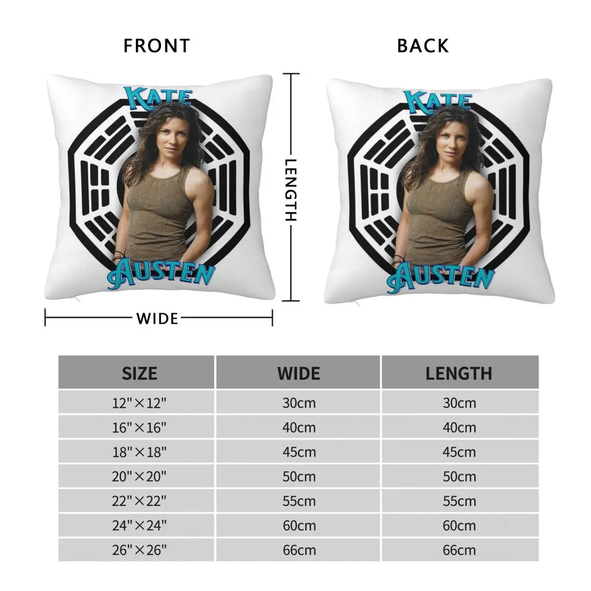 Lost Kate Austen Square Pillowcase Polyester Linen Velvet Printed Zip Decorative Throw Pillow Case Home