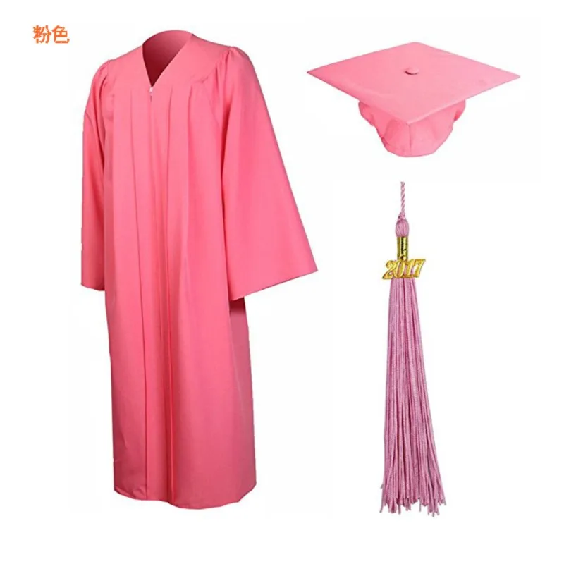 Vestido de graduación de estudiante de secundaria con cuello en V, traje de graduación de despedida de soltera, sombrero con borla, cremallera suelta