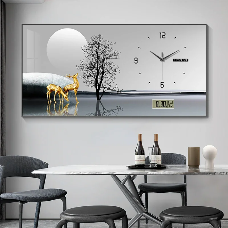 Modern light luxury perpetual calendar electronic clock wall clock living room decorative painting table wall clock