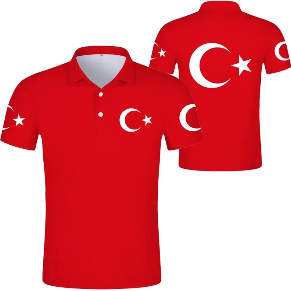 New Turkish National Flag Graphic Print Polo Turkish National Emblem Trend Men's Tops  National Day Gifts High Quality Clothing