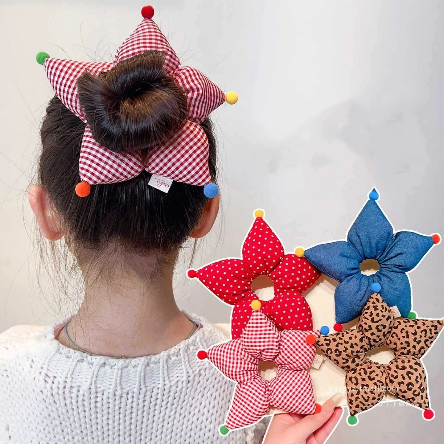 Gumka do włosów dla dzieci, urocza gumka do włosów w kropki z gwiazdkami, opaska do włosów dla dziewczynki do wiązania kucyka, opaska do włosów dla niemowląt do koków, akcesoria do włosów.