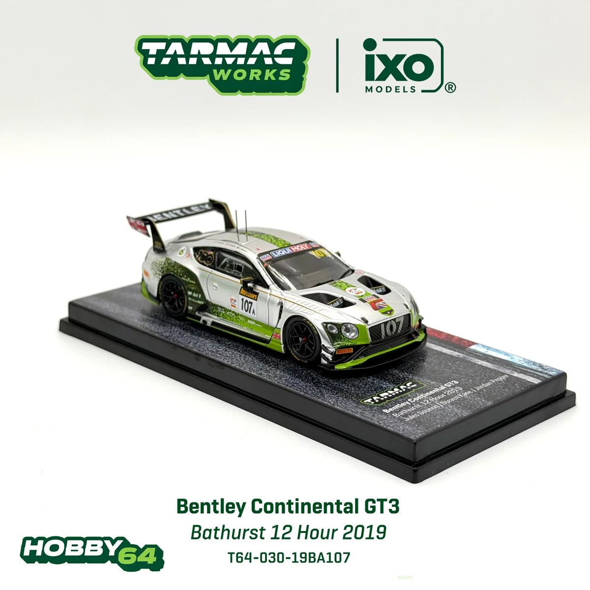 t64-030-19ba107-ターマック・ワークス-1-64-ベントレー-コンチネンタル-gt3-バサースト12時間レース-2019-107-gt3-エンデュランス-ダイキャストカーモデル在庫あり
