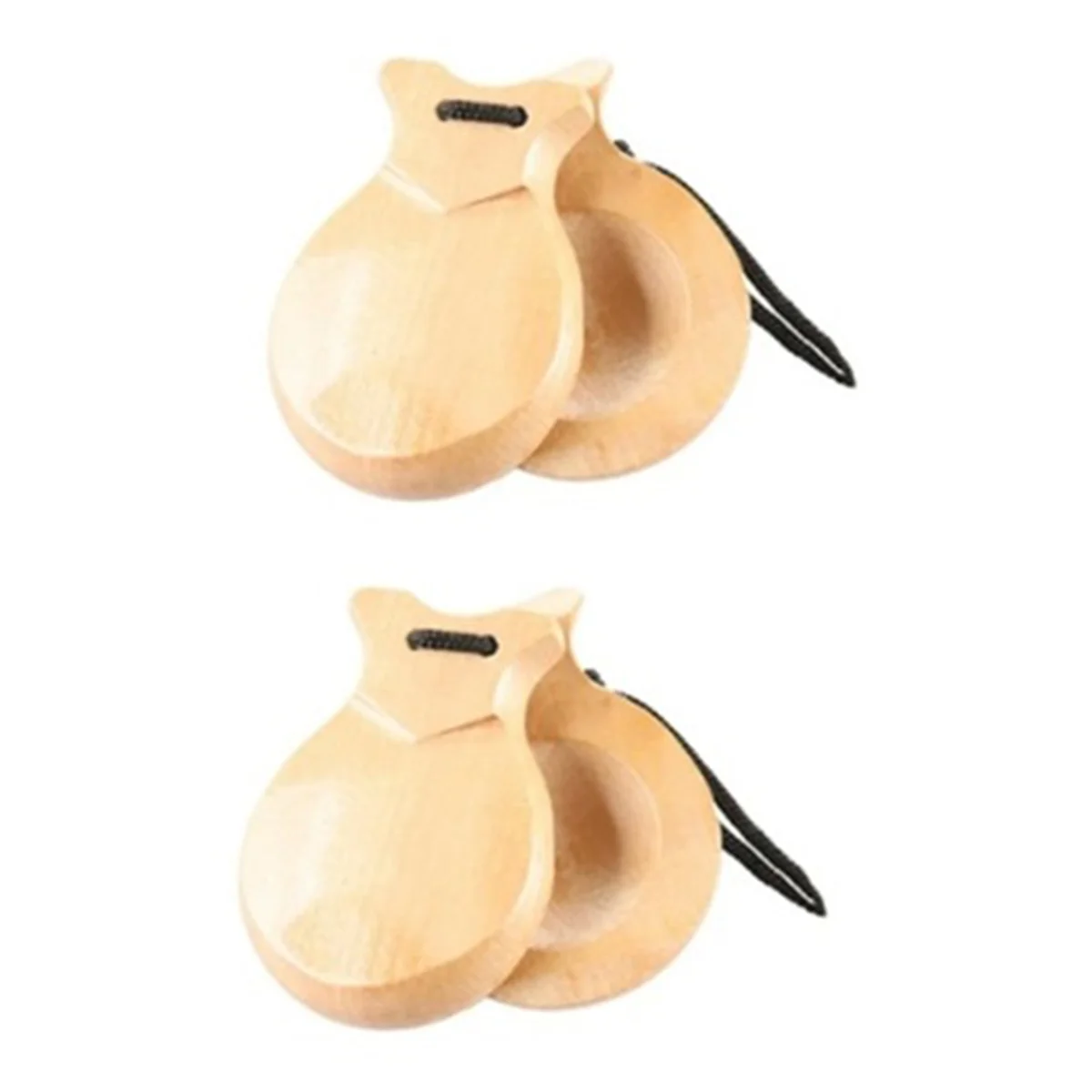 1 Pair Spanish Castanets Flamenco Castanets with String Traditional Wood Hand Percussion Castanets(Wood Color)