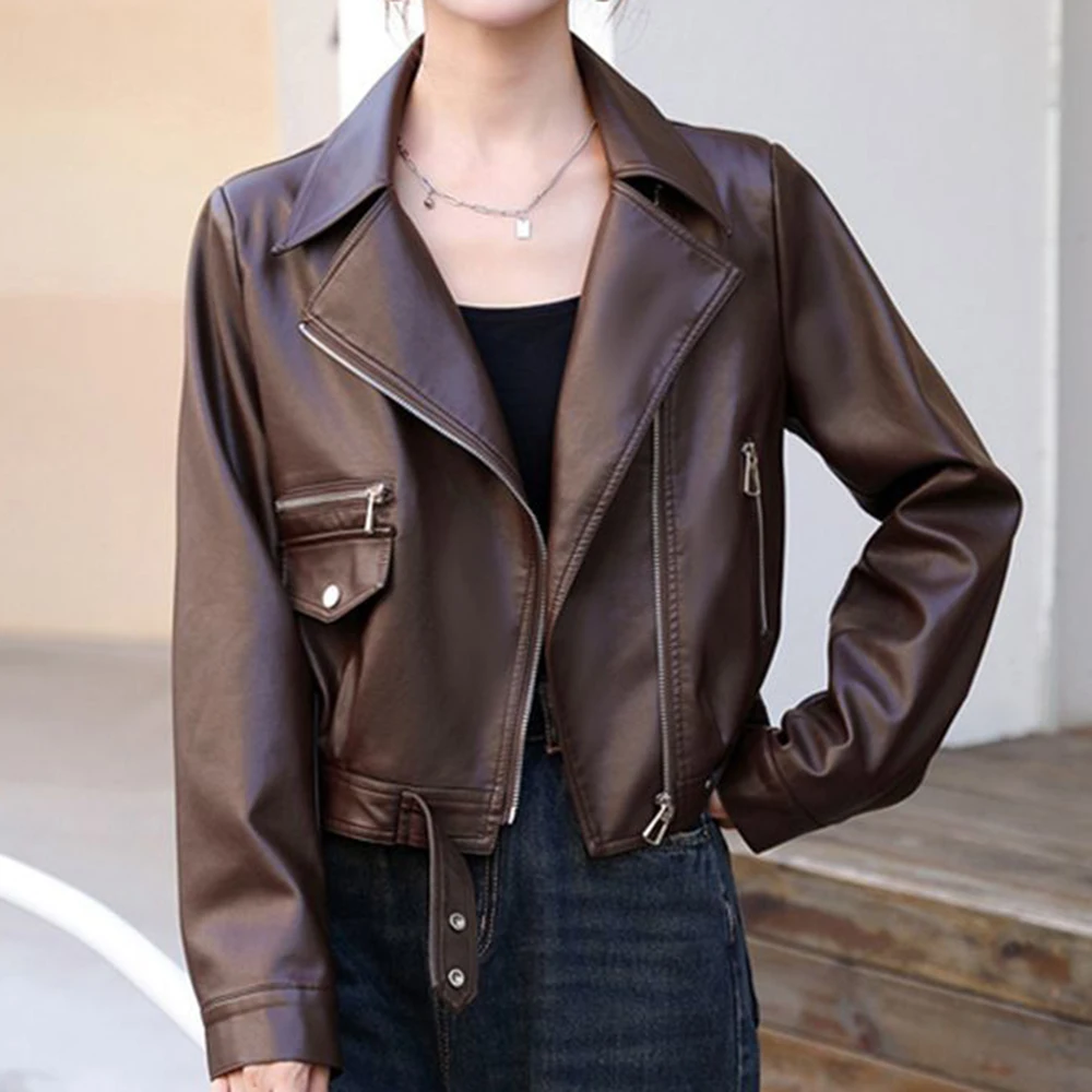 Super good-looking pink jacket, leather jacket, women's spring 2025 new loose short top   jacket women casaco feminino