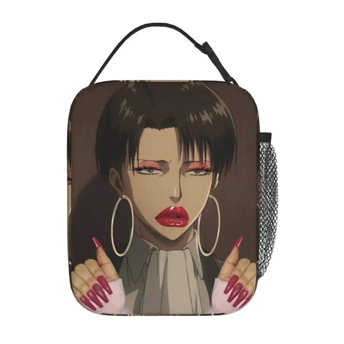 Levi Ackerman Meme Anime AOT Insulated Lunch Bags Cooler Bag  Meal Container Leakproof Tote Lunch Box Bento Pouch School Travel