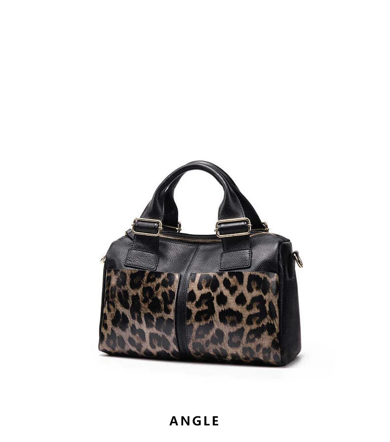 Aidrani Neue Damenhandtasche mit Hoher Kapazität und Modischem Leopardenmuster, Hergestellt aus Hochwertigem Rindsleder – Detail 8