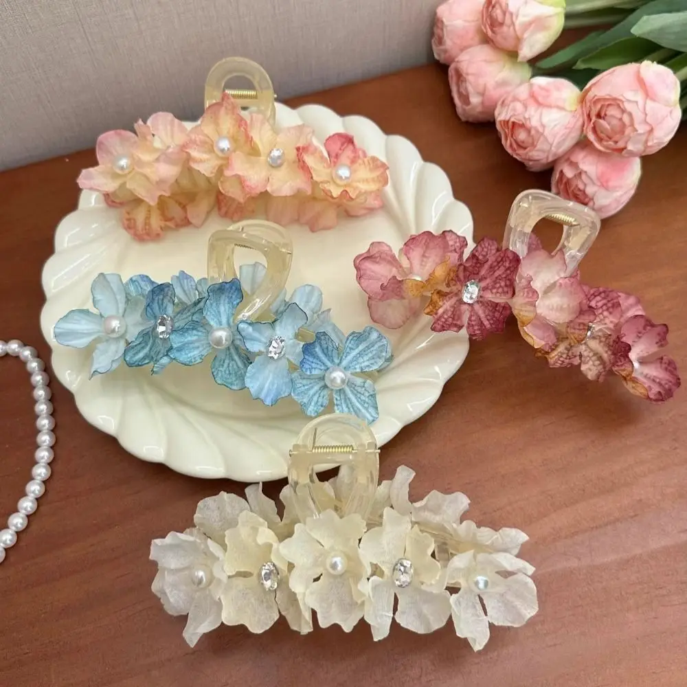 

Trendy Cloth Flower Hair Claw Korean Style Ponytail Holder Sweet Hair Catches Headdress Simulated Flower Hair Crab Clip Women