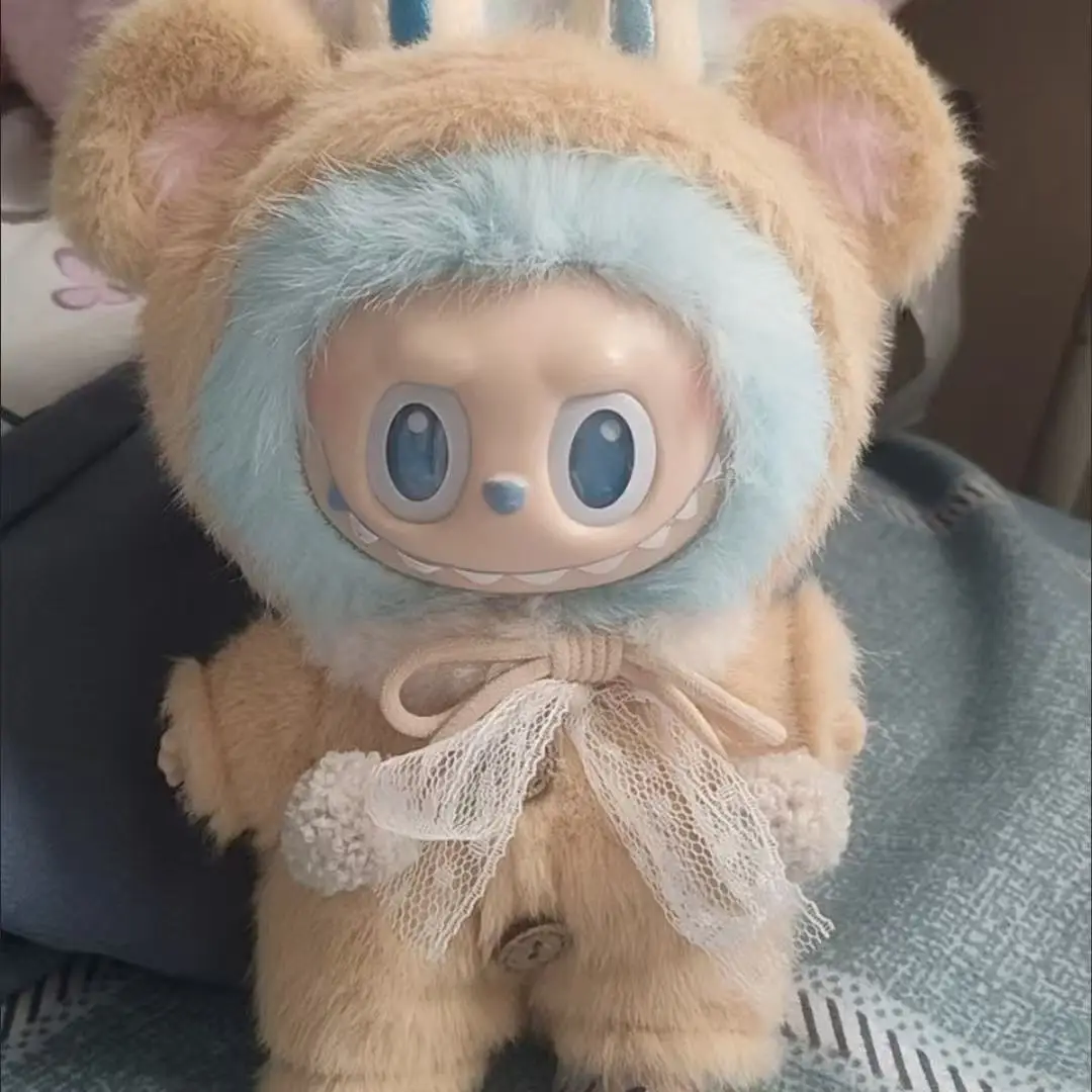 17 سنتيمتر Labubu ملابس دمى الوردي خنزير بذلة الملابس مجموعة الطفل قلادة الملابس الأخضر الضفدع نيسيي الملابس استبدال الاتجاه هدية