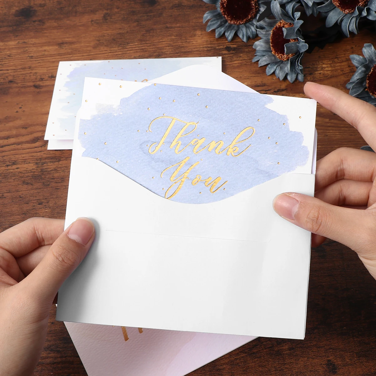 

Thank You Card Thankyou Cards Wedding Bronzing Decorative Small with Envelopes Holiday