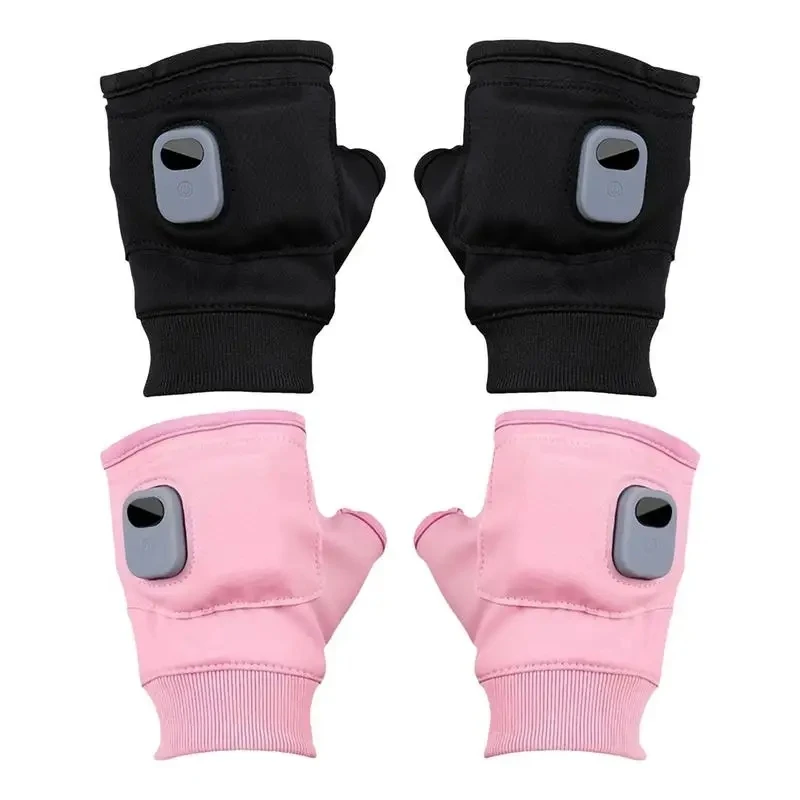 

1 пара унисекс, USB-перчатки с электрическим подогревом, зимние уличные перчатки с подогревом, теплые варежки с сенсорным экраном и половиной пальца для походов на открытом воздухе