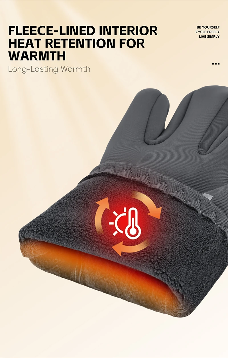 WEST BIKING Winter-Fahrradhandschuhe, Fleece-gefüttert, Touchscreen-fähig, rutschfest, winddicht, für Straßen- und Mountainbikes, für Männer und Frauen, warme Griffhandschuhe – Detail 5