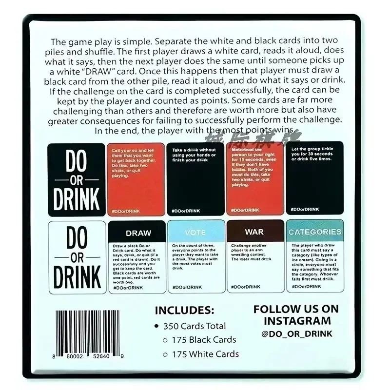 DO OR DRINK Drunk Card Adult Party Funny Board Game For Adult Birthday/ Drinks Strategy Party/ Camping Game Cards Halloween Prop