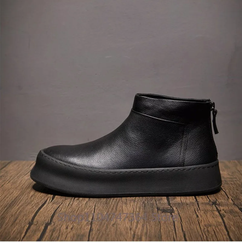 

Новые весенние мужские ботинки челси на толстой подошве из натуральной кожи, черные, в ретро-стиле, высокие, в британском стиле, на молнии, модные ботильоны
