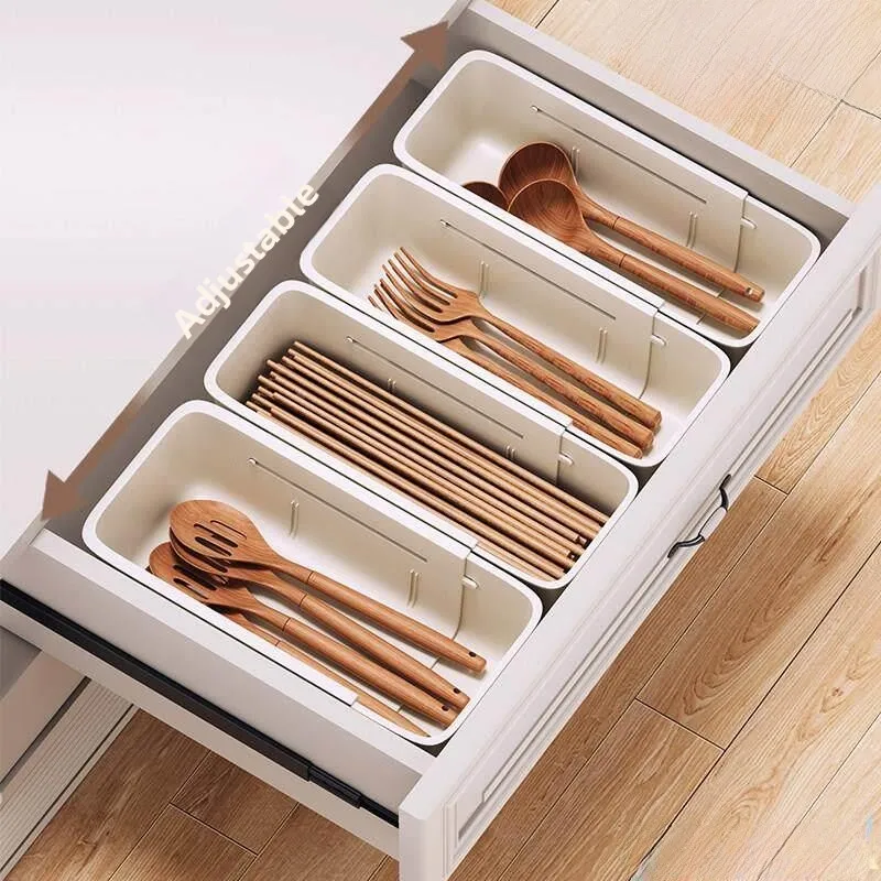 

Kitchen Drawer Organizer Box Built-In Expandable Utensils Chopsticks Rectangle Separator Storage Box Simple Style Blue Valley
