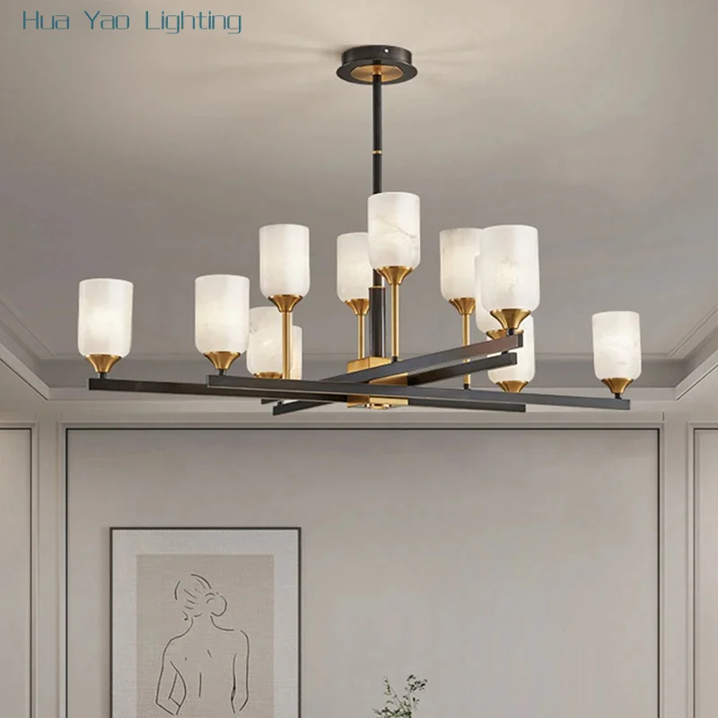 

Постмодернистская латунная испанская мраморная вилла, дуплексная люстра для гостиной, скандинавский холл отеля, спальня, декоративный светодиодный подвесной светильник