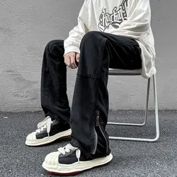 Micro La Jeans Men's Pants Men's Ins Trendy Loose Wide Legs Straight Tube Vibe High Street American