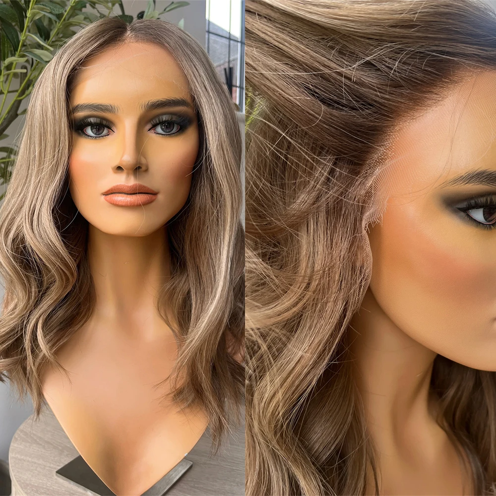 

Ombre Honey Blonde Highlighted Synthetic Wig Premium Fiber Middle Part Glueless Wig Soft Realistic Hairline Women's Stylish Hair