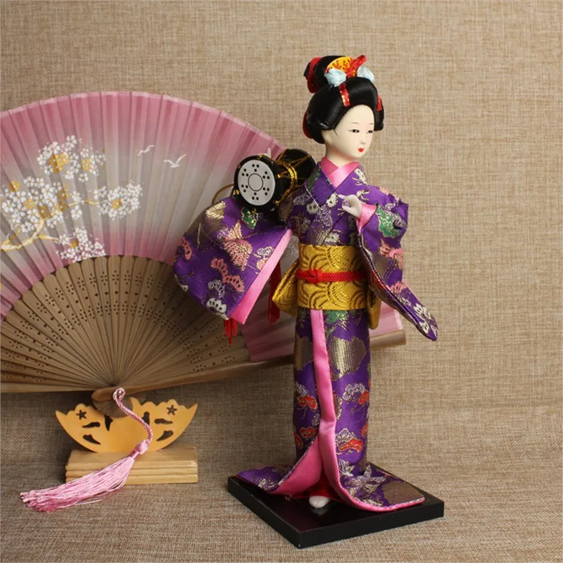 Boneca em miniatura de gueixa japonesa, 24-26cm, com lindo quimono, cultura japonesa, artesanato feito à mão para meninas, presente zl217