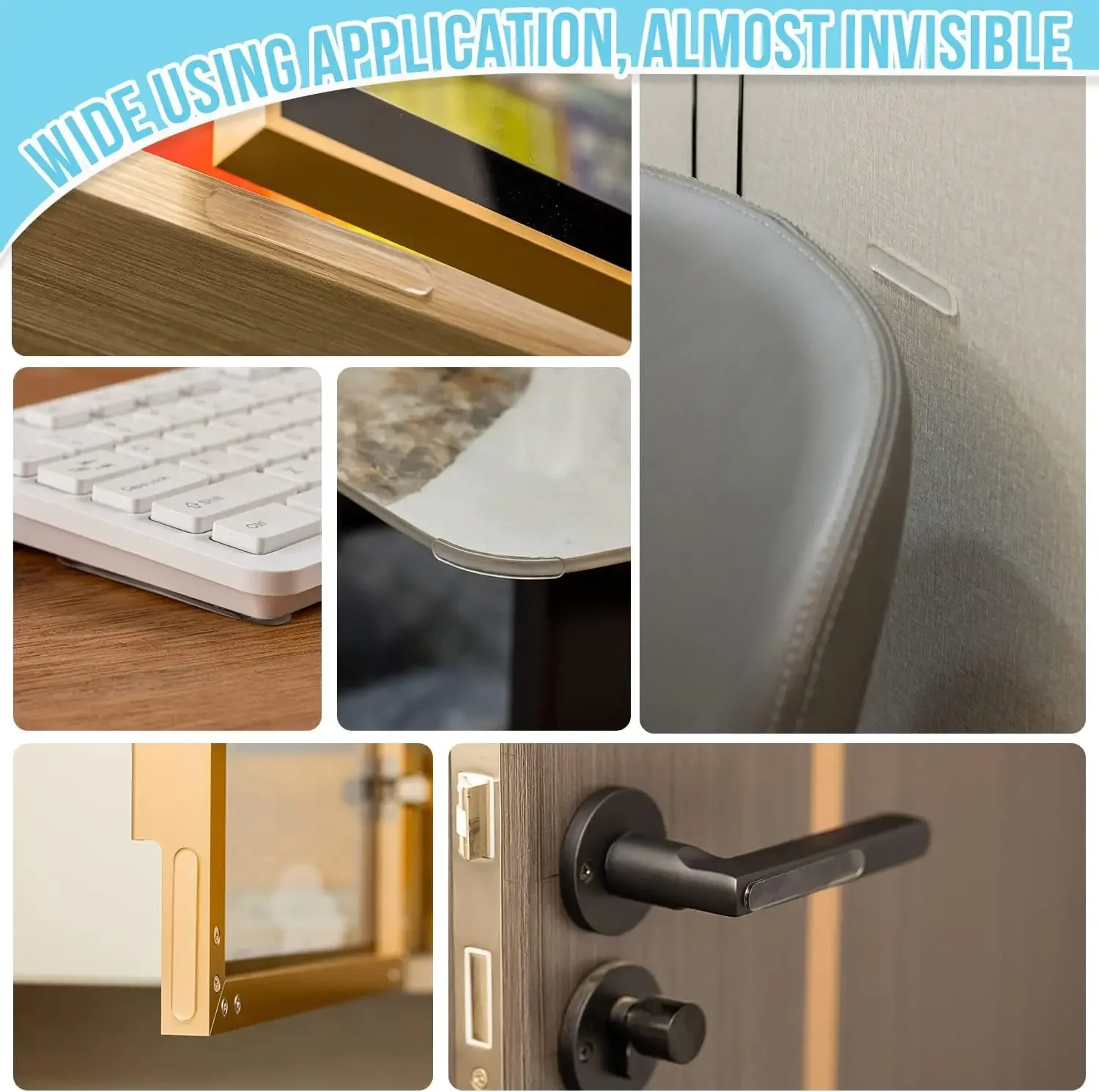 Parachoques de puerta de gabinete, parachoques de silicona autoadhesivo, rayas, mesa de vidrio, almohadilla antideslizante, almohadillas amortiguadoras de gabinete para amortiguación de sonido