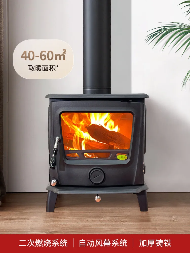 Firewood burning wood indoor villa heating firewood rural household living room firewood stove