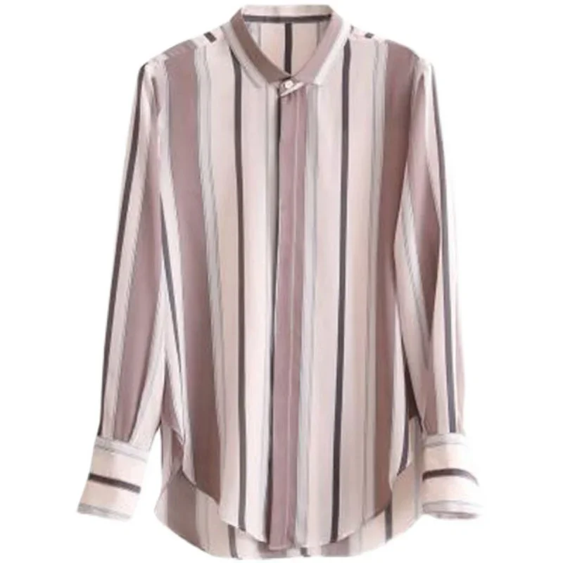 Striped Women\'s Shirt 2024 Spring Korean Fashion Vintage Shirts Long Sleeve Blouse Womens Tops Loose Casual Shirts and Blouses